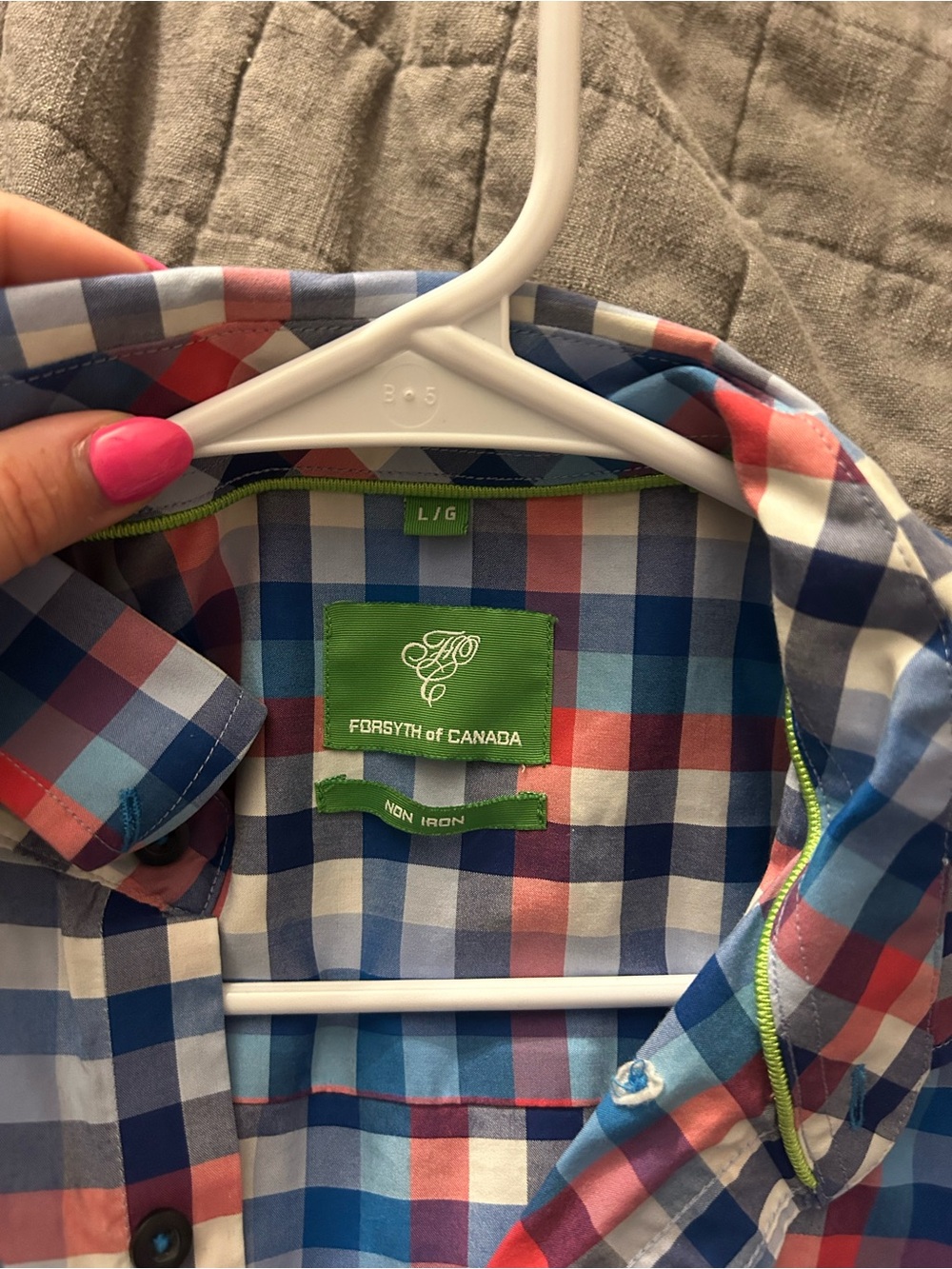 Casual Plaid Button-Down Shirt in Blue & Red - Picture 2 of 2